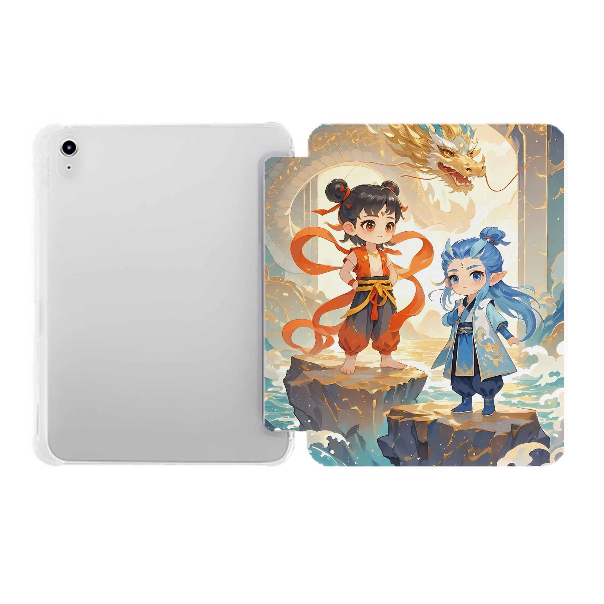 （画像用） Ne Zha 2 ナタ 魔童の大暴れ IPad ケース ペン収納付き 三つ折りスタンド PUレザー×シリコン 対応機種9.5/10.5/10.9インチ